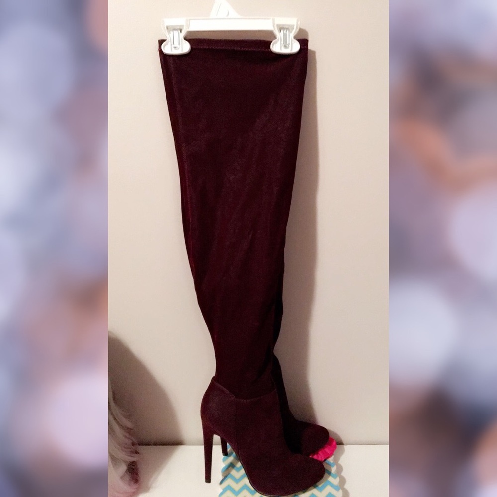 New Burgundy Heeled Boots
